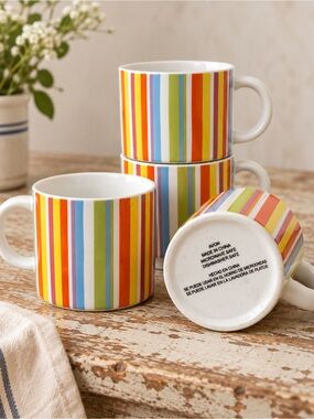 Nostalgic Avon, Rainbow, stripes, retro, ceramic Coffee